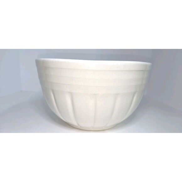 Roseville Ohio Pottery 10 Inch 891 White Mixing/Serving Bowl 1940s Rare Find - Picture 3 of 7